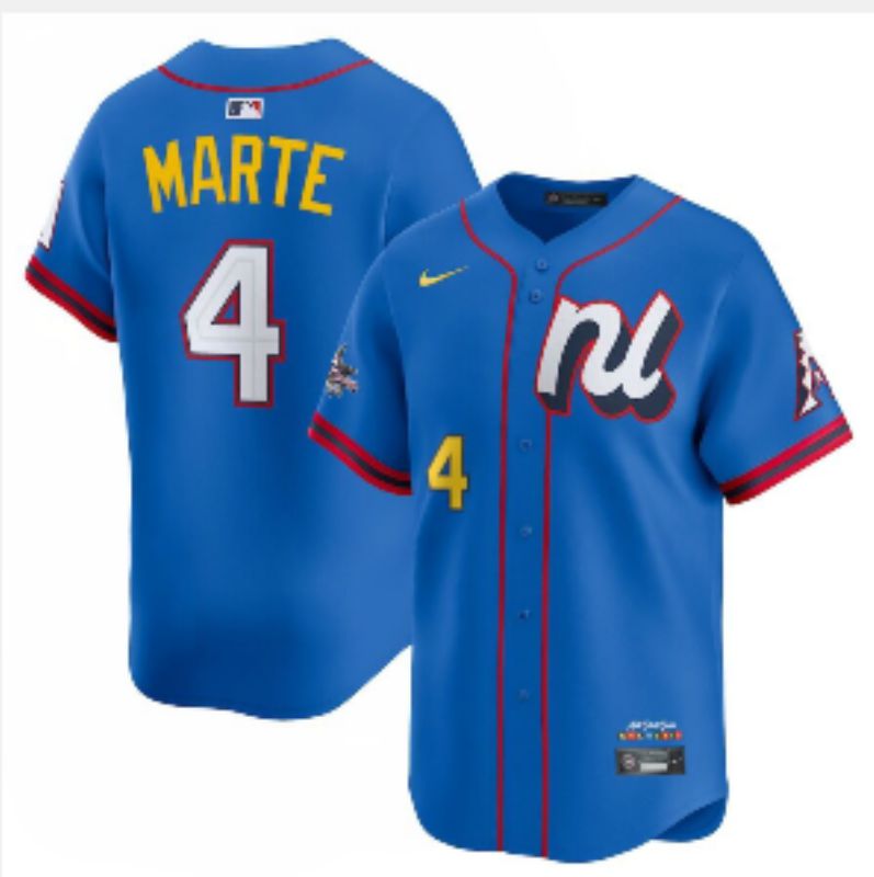 Men 2025 Arizona Diamondback #4 Marte Blue All star Blank Blue Nike MLB Jersey style 4